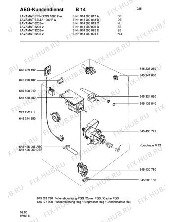 Взрыв-схема стиральной машины Aeg LAVPRINC 1000F-W - Схема узла Electrical equipment